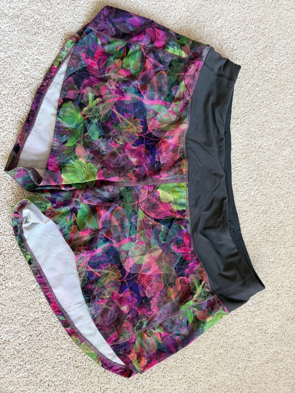 Lululemon Multicolor Floral Athletic Shorts with Black Waistband